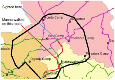 Present Territory of Munna is marked with Black
