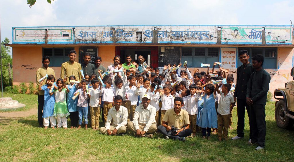 Wildlife week with the village school children at Satpura Tiger Reserve