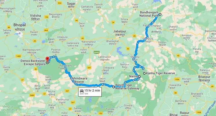 luxury tiger safari in india route map