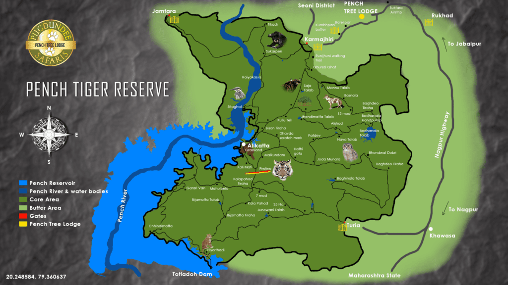 map of pench tiger reserve