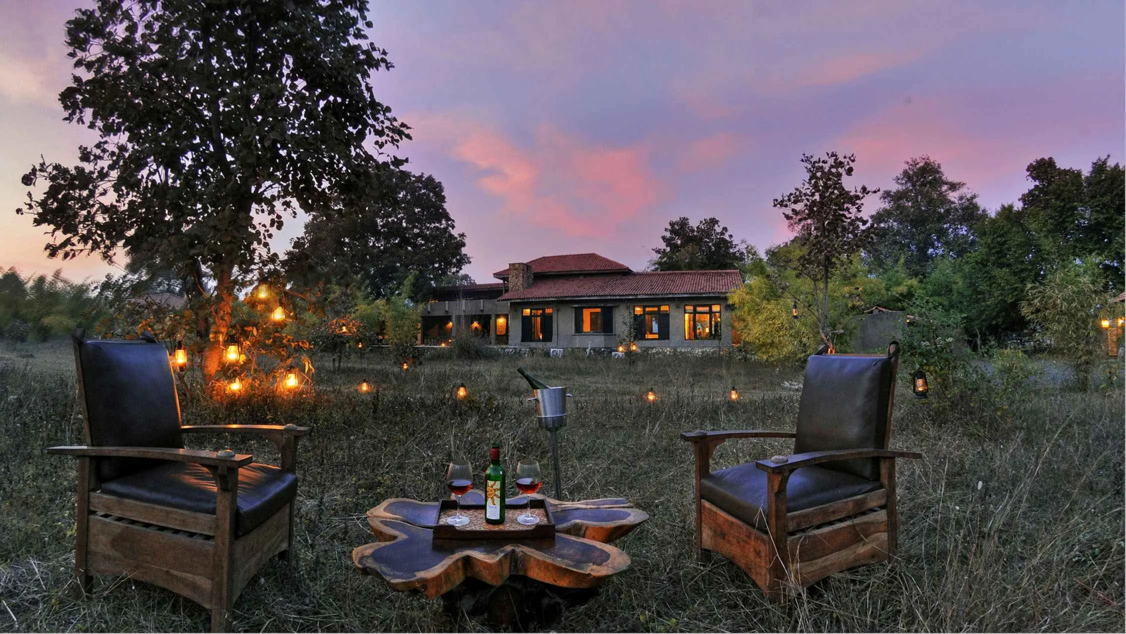 Luxury jungle lodge in India located near a tiger reserve and surrounded by natural forest